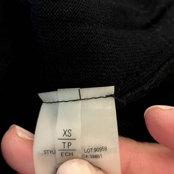 ELLIE Tahari Top Blue Black Twill Wool Blend Zippered Elbow Patch Womens X Small - Picture 9 of 12